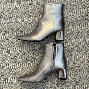 Theory Block Heel Metallic Bootie